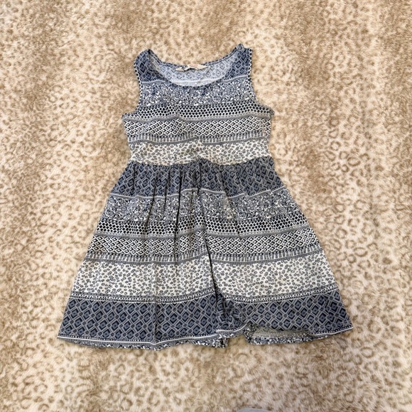 H&M Other - H&M Kids Grey White Boho Patterned Sleeveless Cotton Dress Size 7-8 Yrs 122/128‎